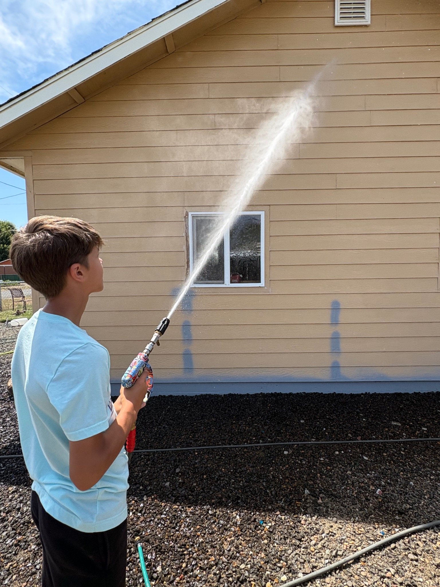 House washing in progress